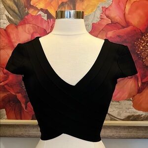 Bebe Cropped Sheer Back Top